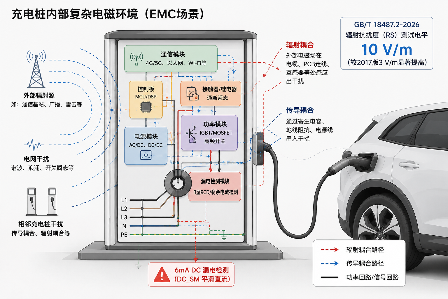 充电桩EMC新标11月实施，6mA漏电检测为什么不能只看动作阈值
